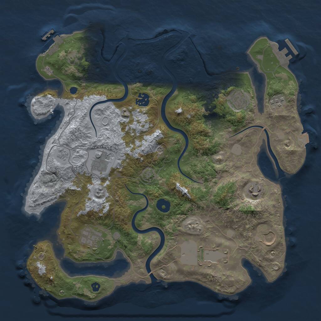 Rust Map: Procedural Map, Size: 3500, Seed: 3352075, 14 Monuments