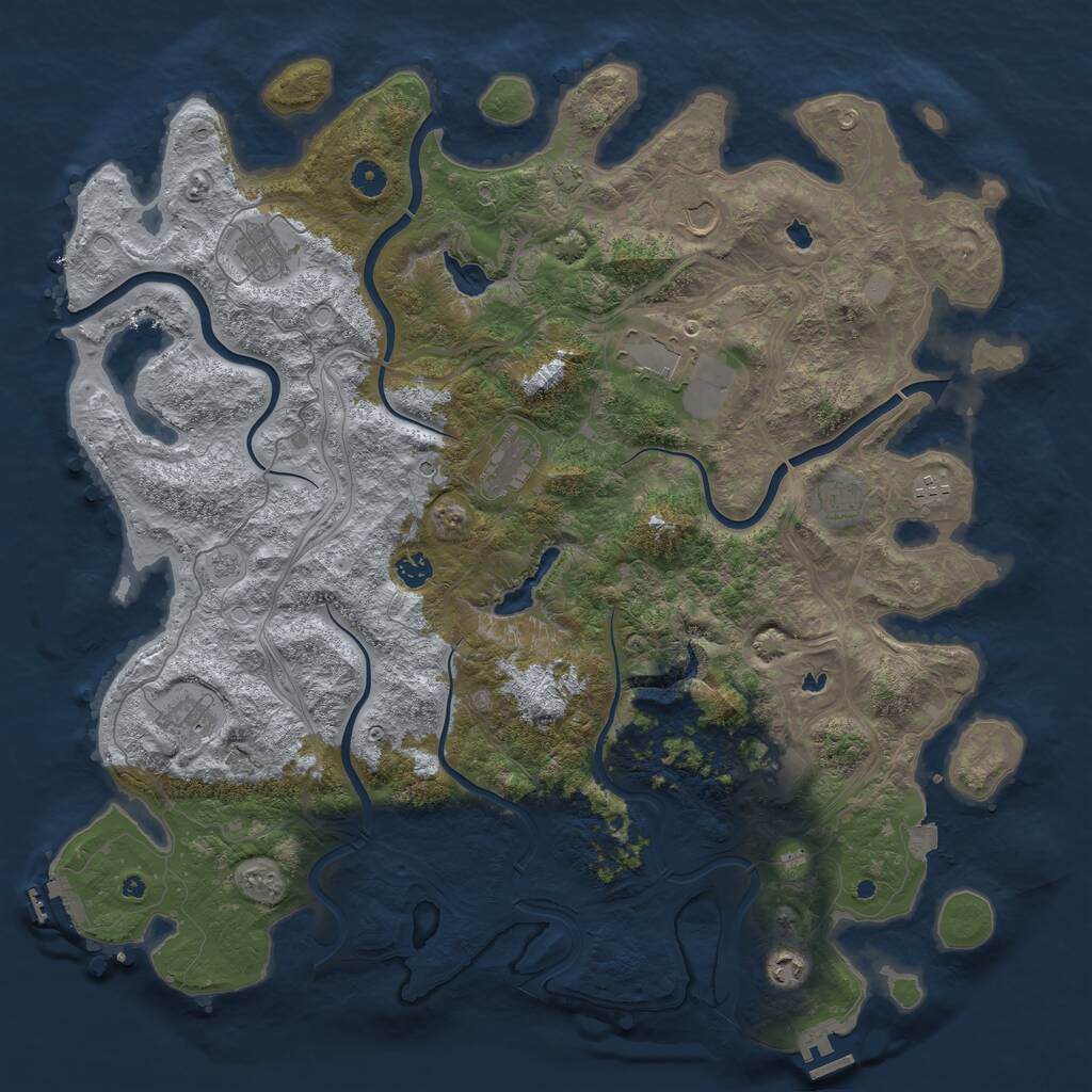 Rust Map: Procedural Map, Size: 4750, Seed: 345006361, 16 Monuments