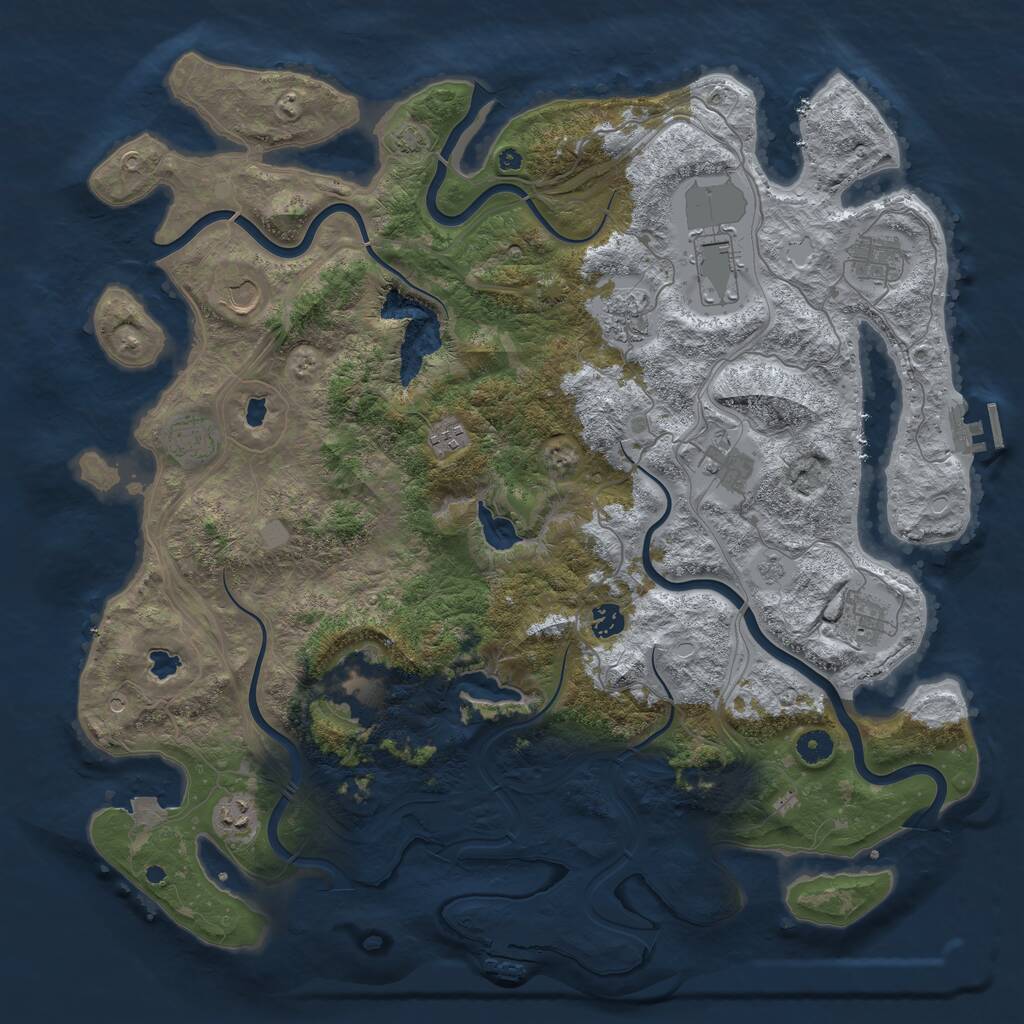 Rust Map: Procedural Map, Size: 4500, Seed: 399877454, 17 Monuments