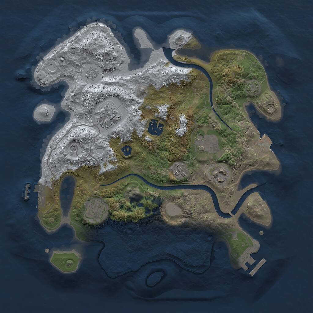 Rust Map: Procedural Map, Size: 3000, Seed: 22434, 12 Monuments