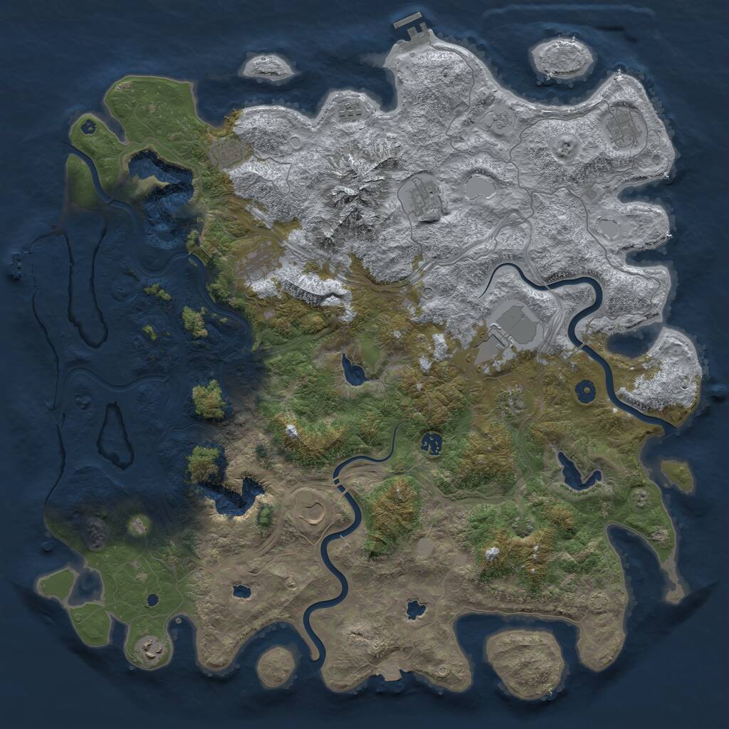 Rust Map: Procedural Map, Size: 5000, Seed: 129387, 16 Monuments