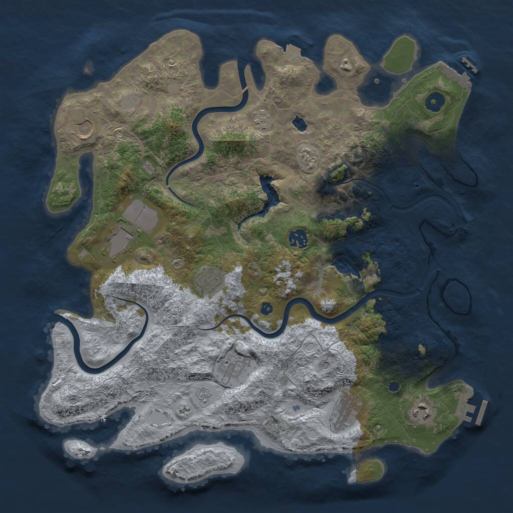 Rust Map: Procedural Map, Size: 4000, Seed: 876805403, 14 Monuments