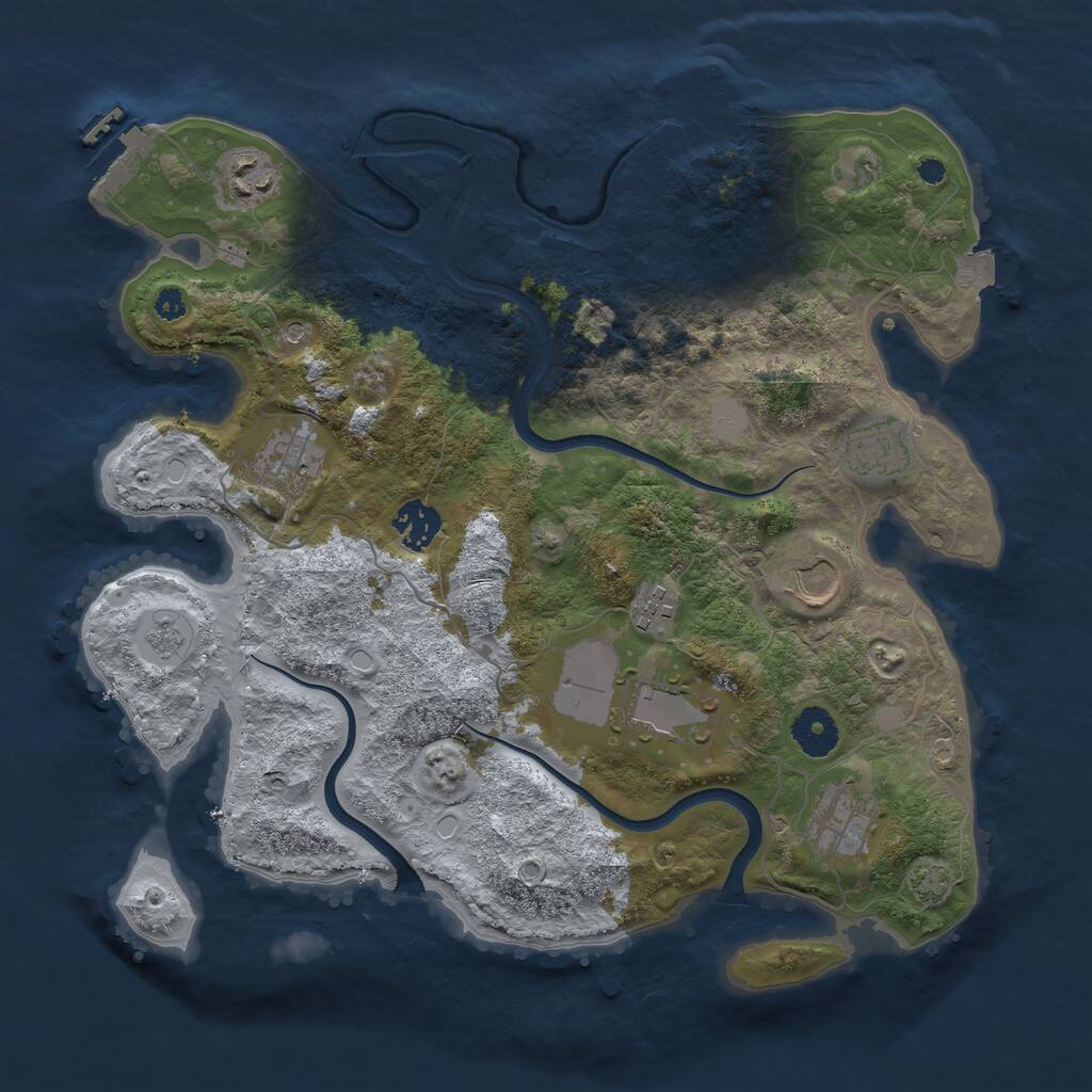 Rust Map: Procedural Map, Size: 3500, Seed: 658993067, 14 Monuments