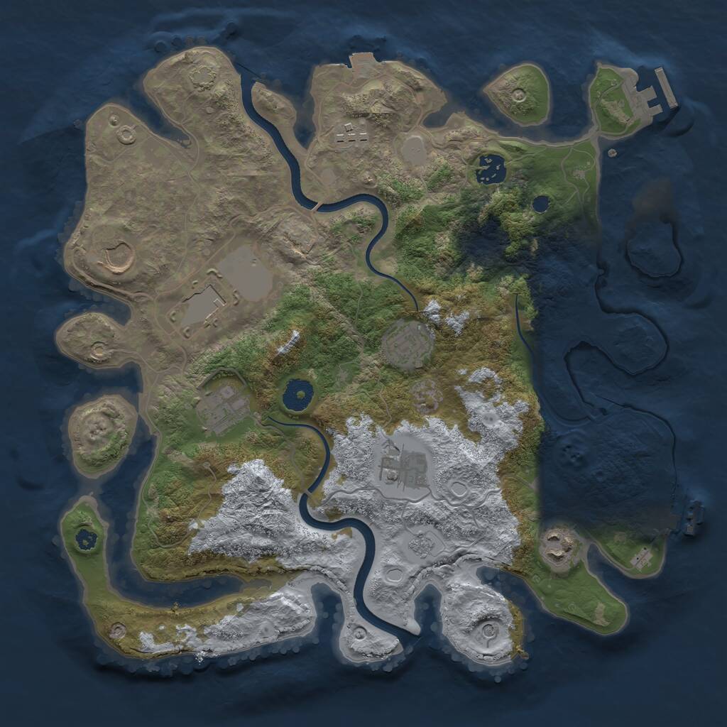 Rust Map: Procedural Map, Size: 3500, Seed: 34345, 14 Monuments