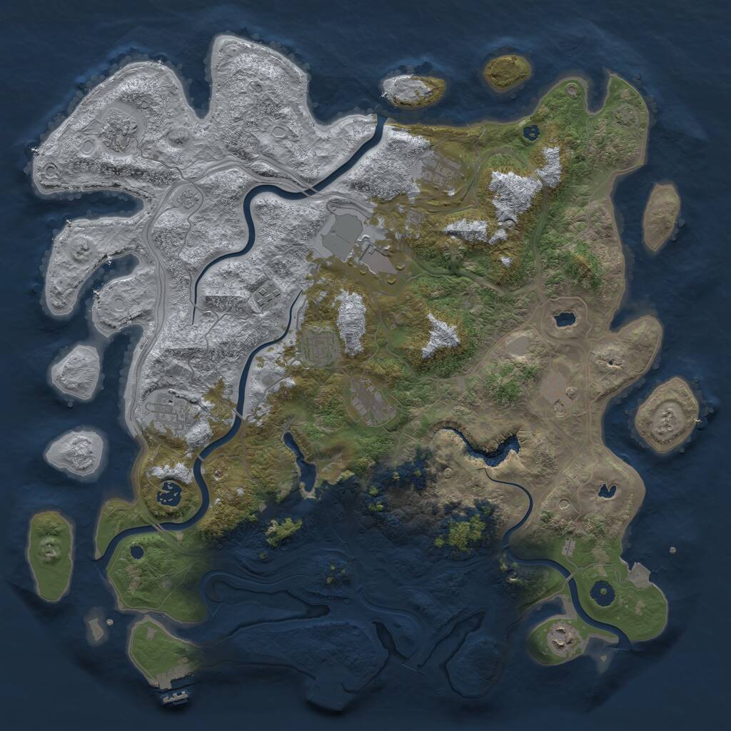 Rust Map: Procedural Map, Size: 4500, Seed: 433365088, 16 Monuments