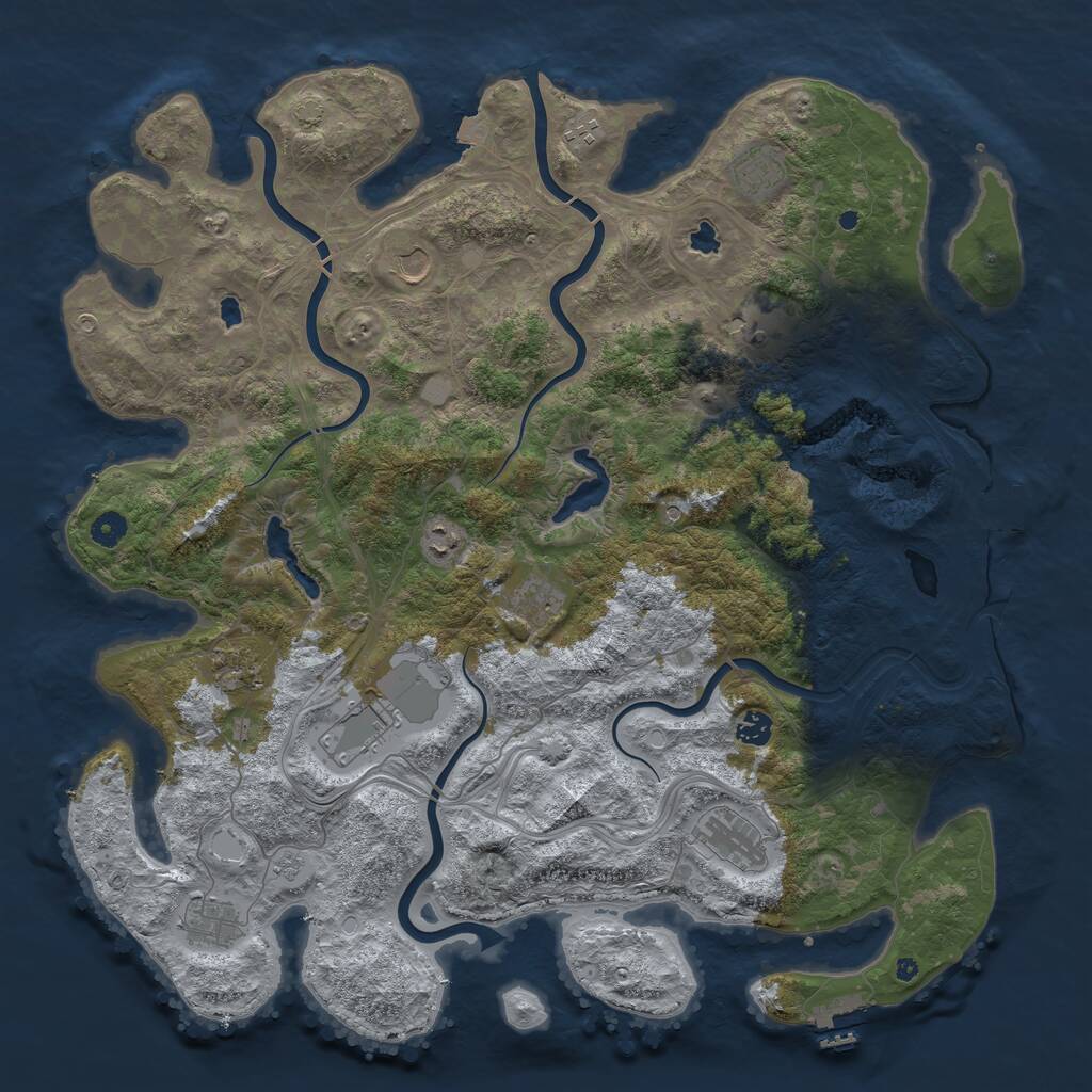 Rust Map: Procedural Map, Size: 4650, Seed: 1480844110, 17 Monuments