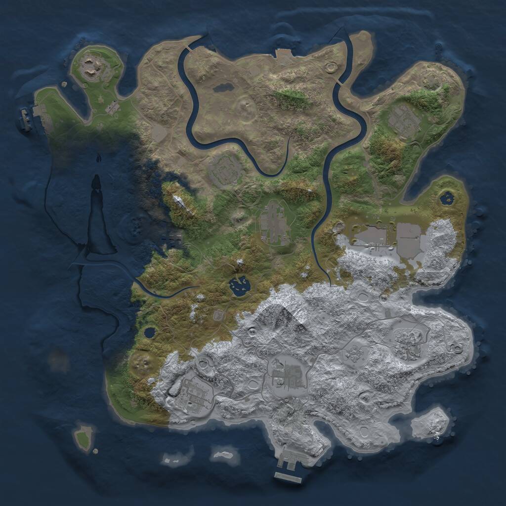 Rust Map: Procedural Map, Size: 3750, Seed: 1810510468, 16 Monuments