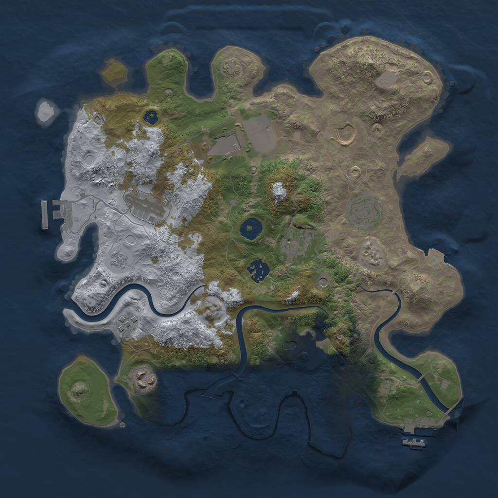 Rust Map: Procedural Map, Size: 3500, Seed: 1341349776, 15 Monuments