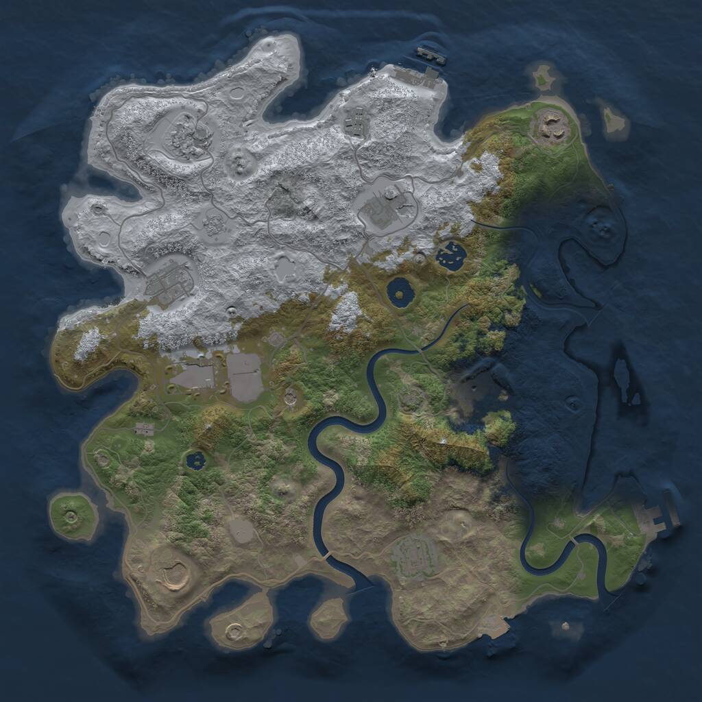 Rust Map: Procedural Map, Size: 3750, Seed: 263461234, 16 Monuments