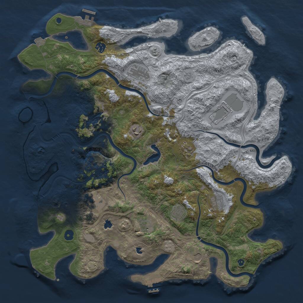 Rust Map: Procedural Map, Size: 4500, Seed: 110083701, 17 Monuments