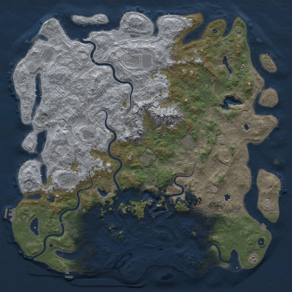 Rust Map: Procedural Map, Size: 6000, Seed: 594226049, 17 Monuments
