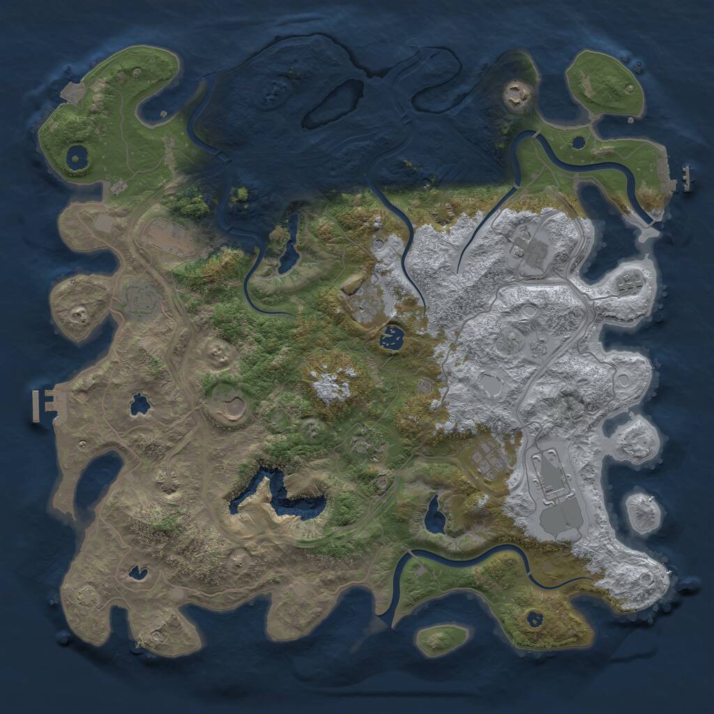 Rust Map: Procedural Map, Size: 4500, Seed: 990327023, 17 Monuments