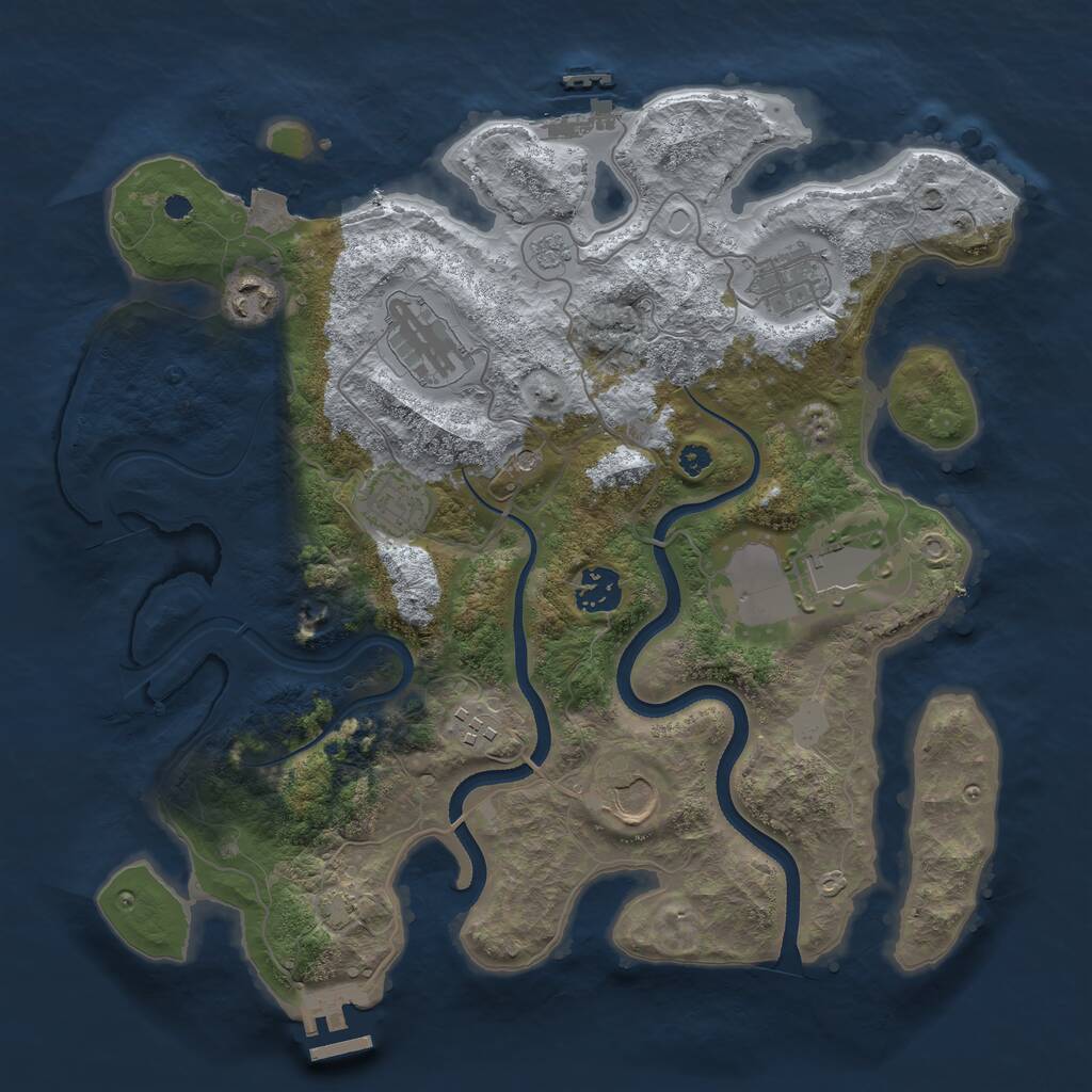 Rust Map: Procedural Map, Size: 3515, Seed: 1, 14 Monuments