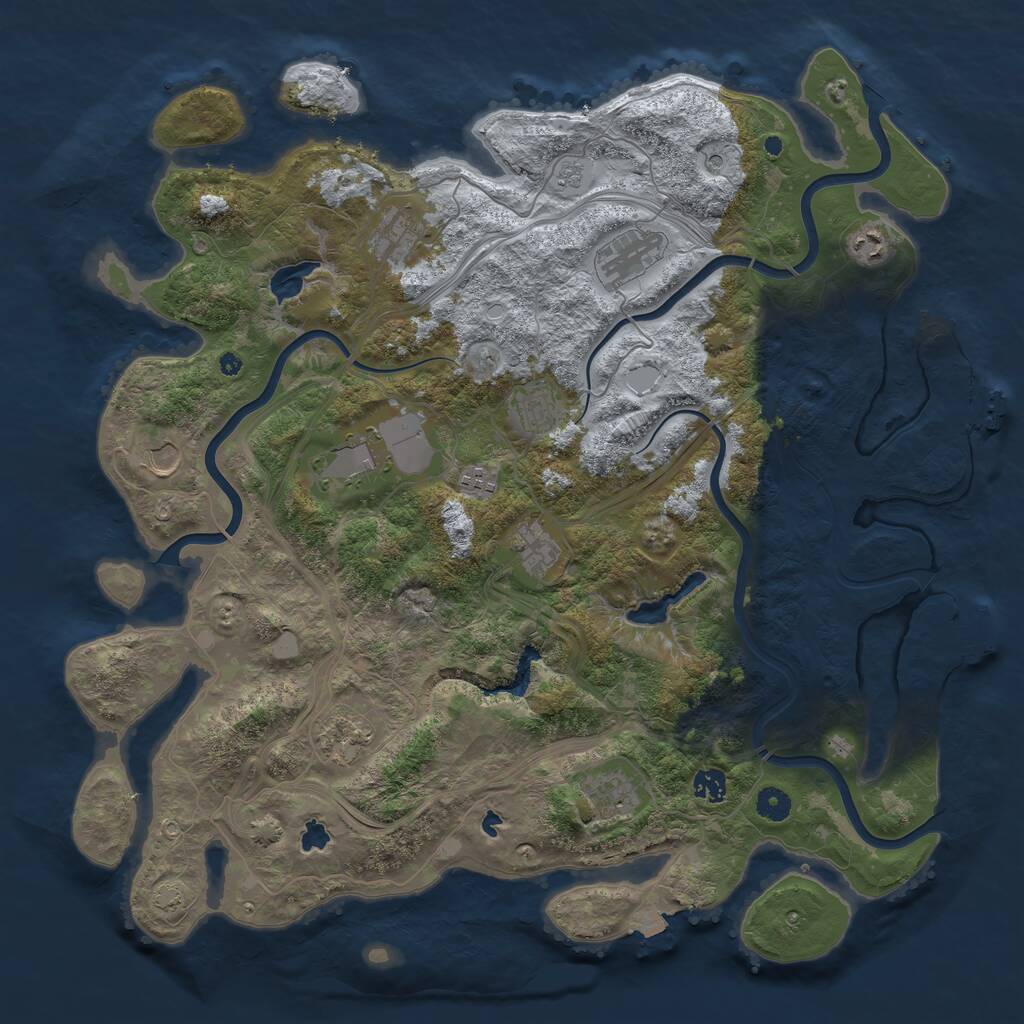Rust Map: Procedural Map, Size: 4500, Seed: 884210, 17 Monuments
