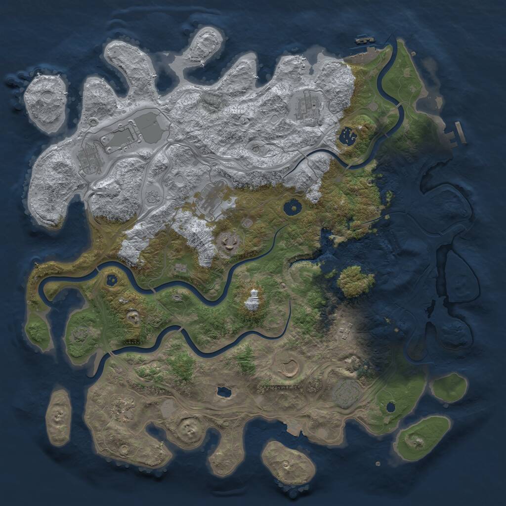Rust Map: Procedural Map, Size: 4400, Seed: 31368785, 16 Monuments