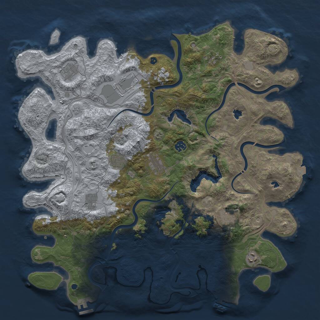Rust Map: Procedural Map, Size: 4500, Seed: 851389214, 16 Monuments