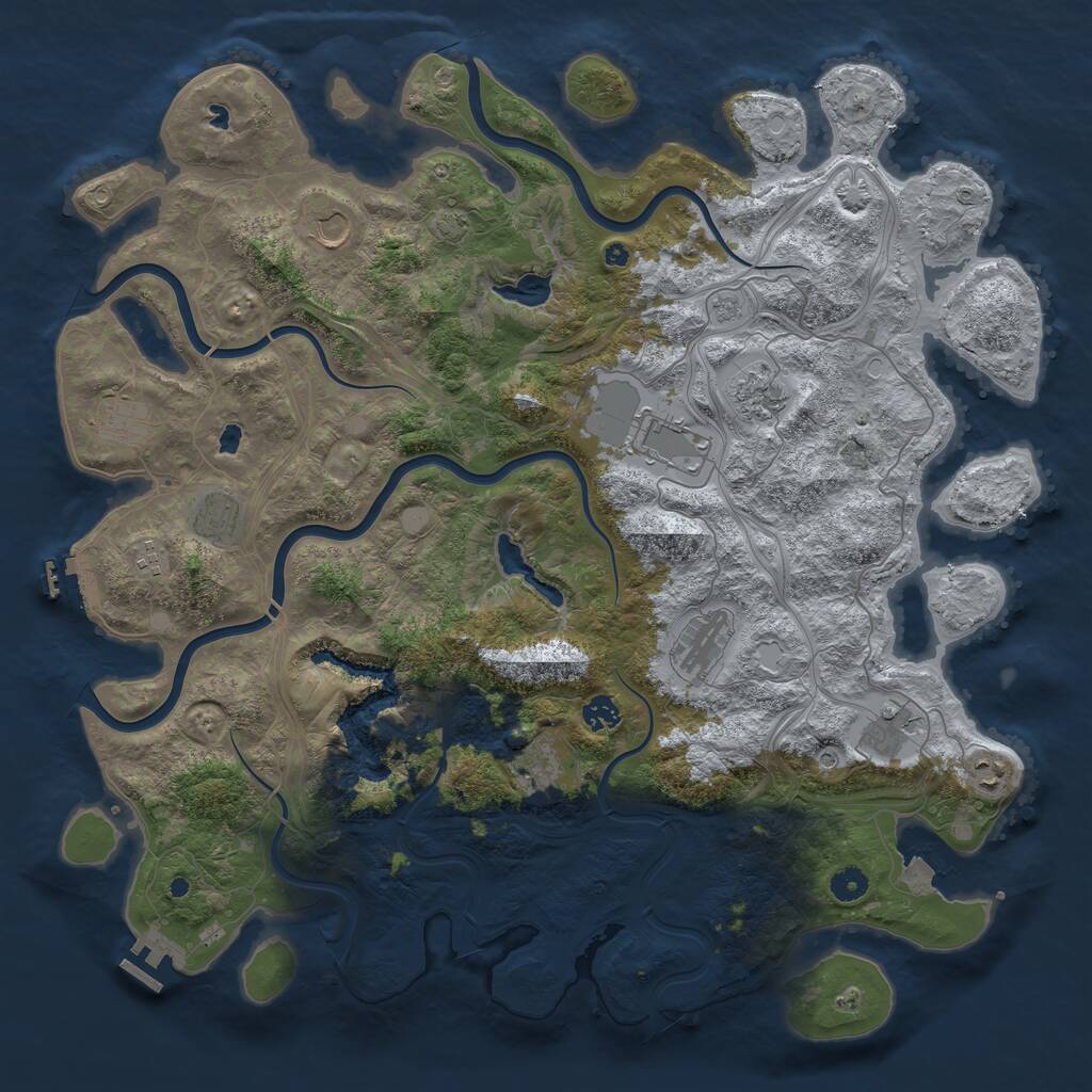 Rust Map: Procedural Map, Size: 4602, Seed: 729872, 17 Monuments