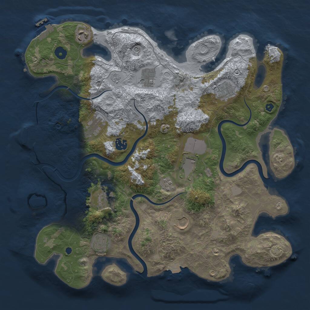 Rust Map: Procedural Map, Size: 3800, Seed: 1486697084, 16 Monuments
