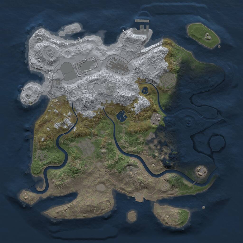 Rust Map: Procedural Map, Size: 3500, Seed: 412224, 13 Monuments