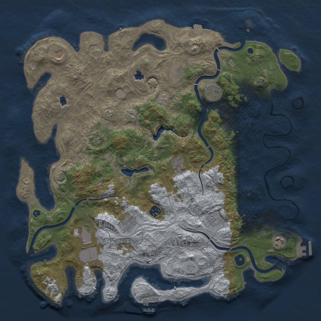 Rust Map: Procedural Map, Size: 4500, Seed: 831669544, 17 Monuments