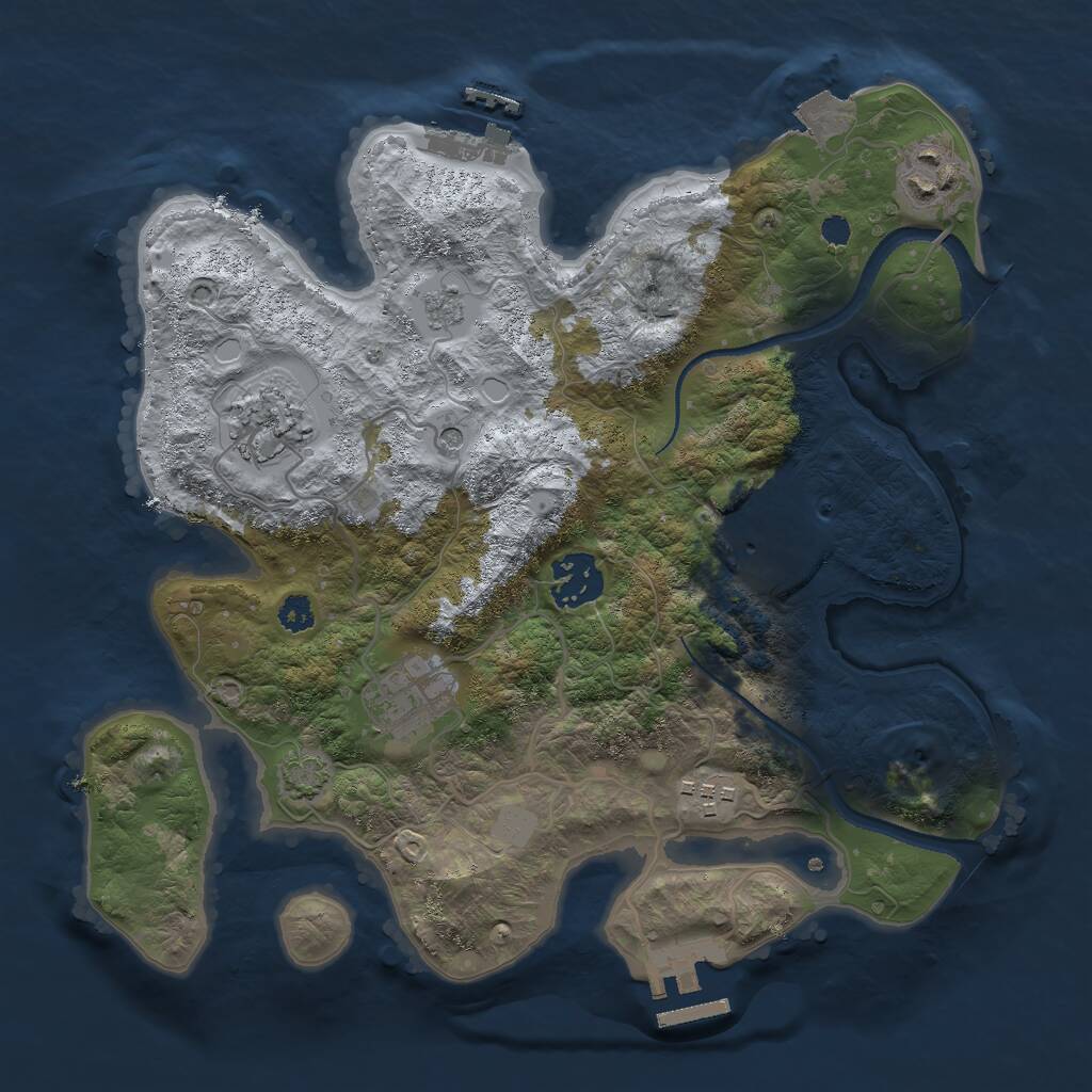 Rust Map: Procedural Map, Size: 3000, Seed: 62867089, 12 Monuments