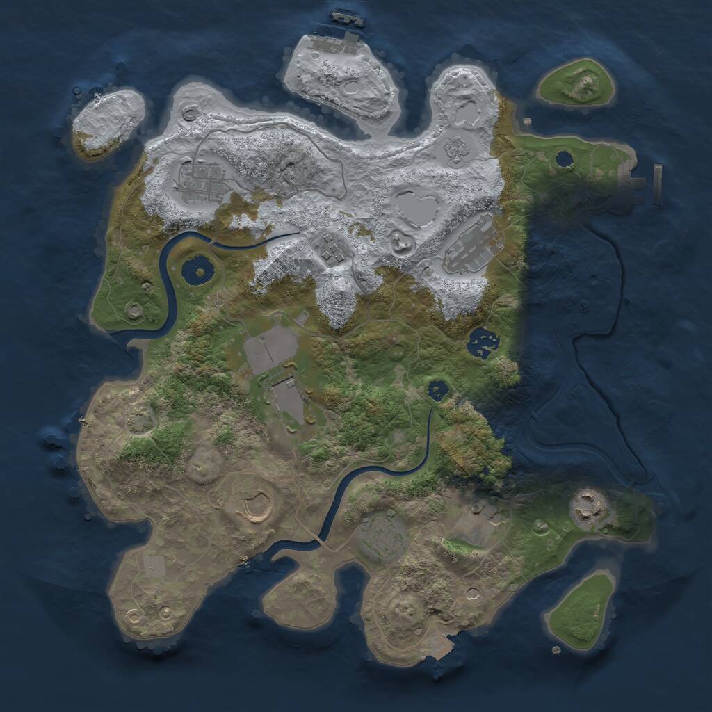 Rust Map: Procedural Map, Size: 3500, Seed: 384894294, 15 Monuments