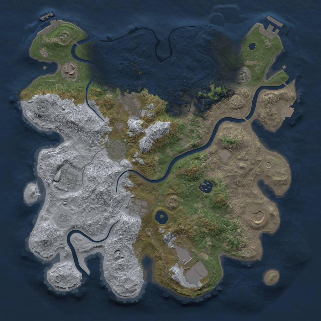 Rust Map: Procedural Map, Size: 3700, Seed: 240771970, 15 Monuments