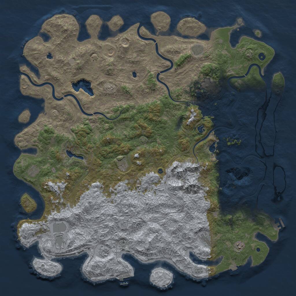Rust Map: Procedural Map, Size: 6000, Seed: 8624, 17 Monuments
