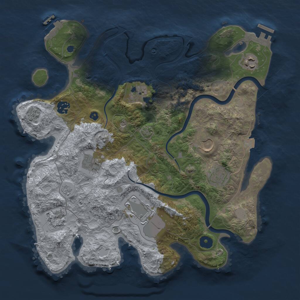 Rust Map: Procedural Map, Size: 3500, Seed: 652842476, 15 Monuments