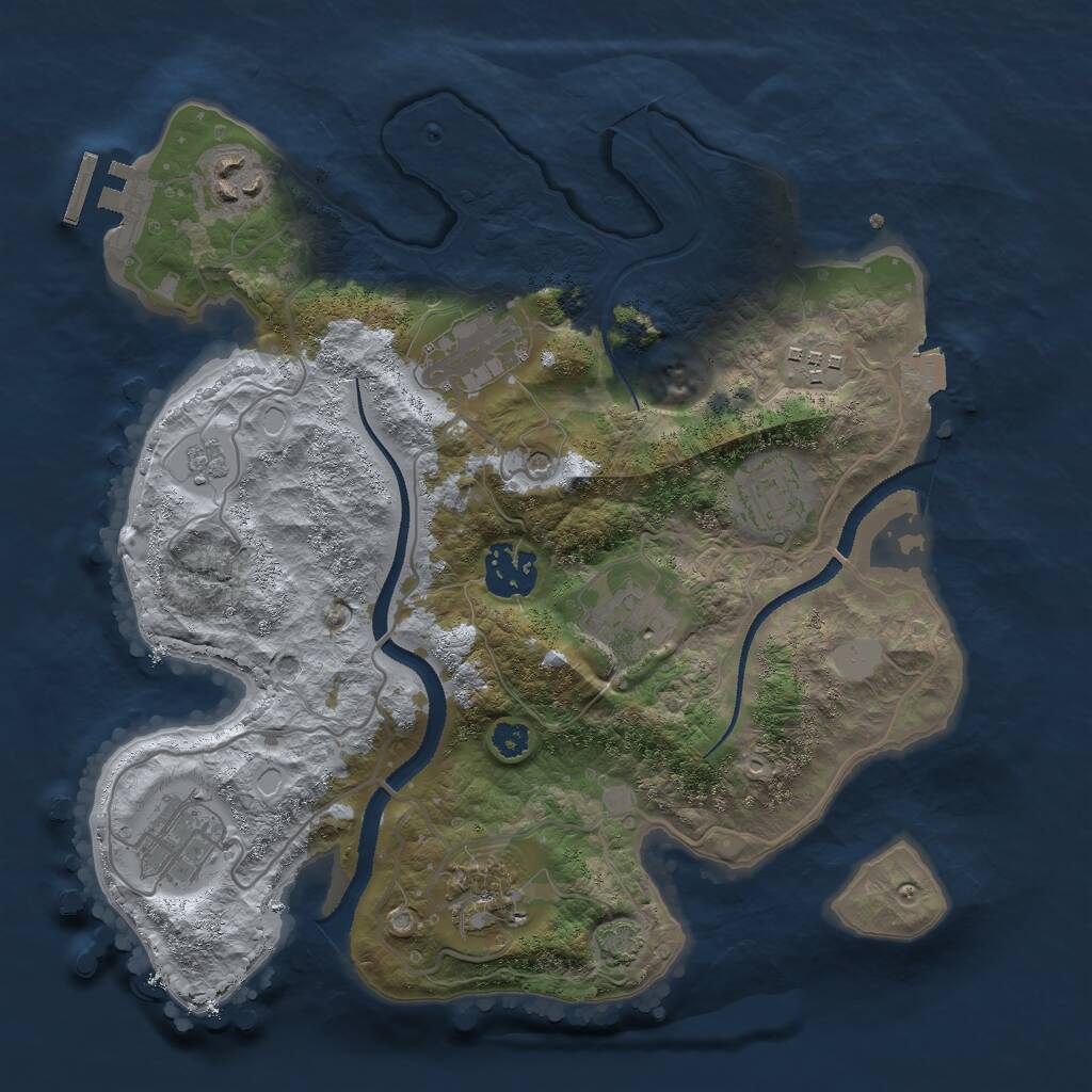 Rust Map: Procedural Map, Size: 3000, Seed: 1065633130, 13 Monuments