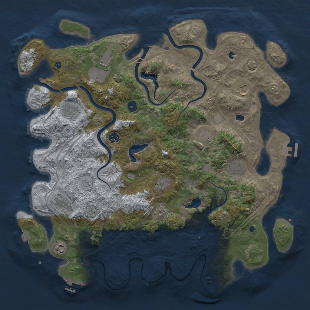 Rust Map: Procedural Map, Size: 4500, Seed: 1105934981, 16 Monuments