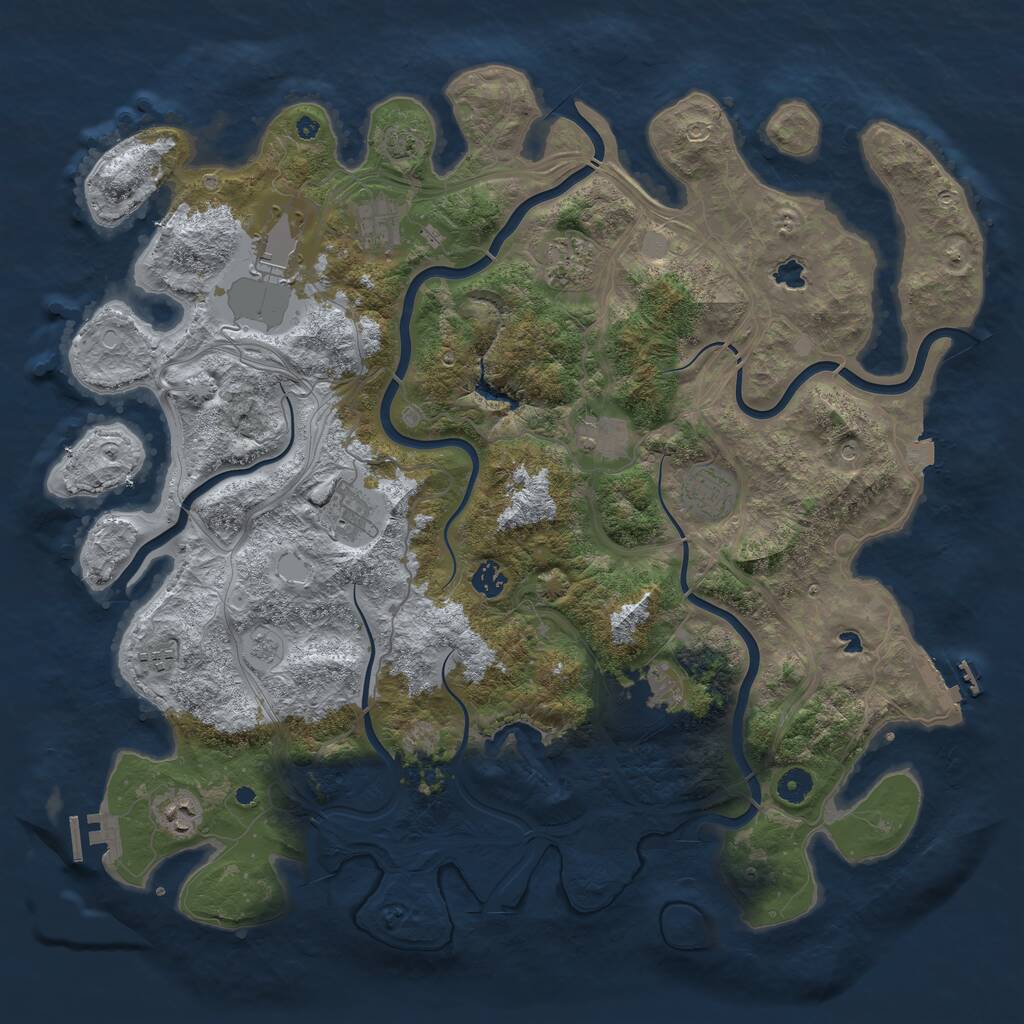 Rust Map: Procedural Map, Size: 4500, Seed: 1708327527, 16 Monuments