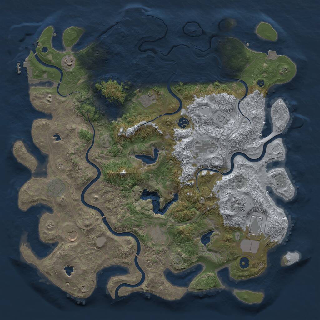 Rust Map: Procedural Map, Size: 4500, Seed: 272051634, 16 Monuments