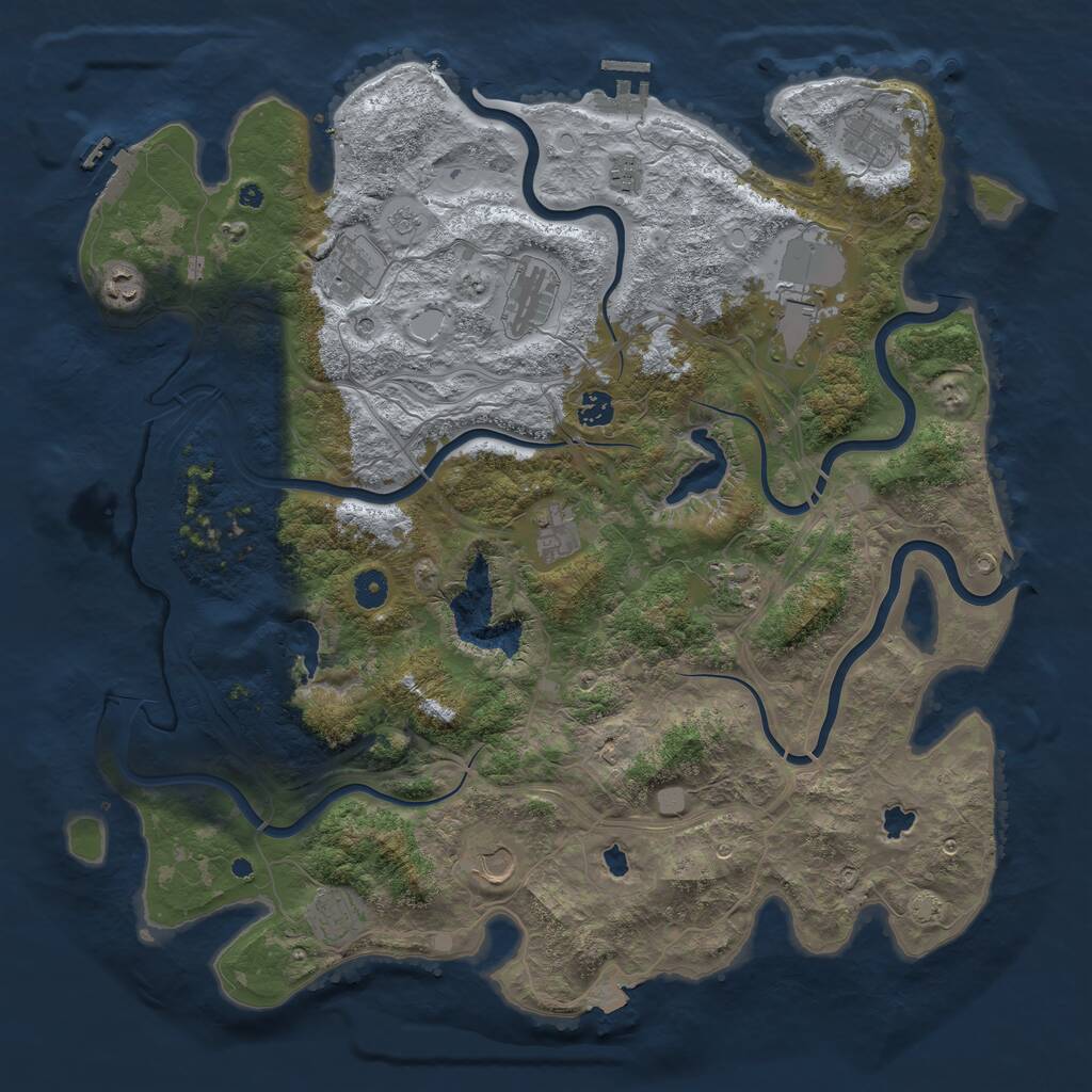 Rust Map: Procedural Map, Size: 4500, Seed: 2142863215, 17 Monuments