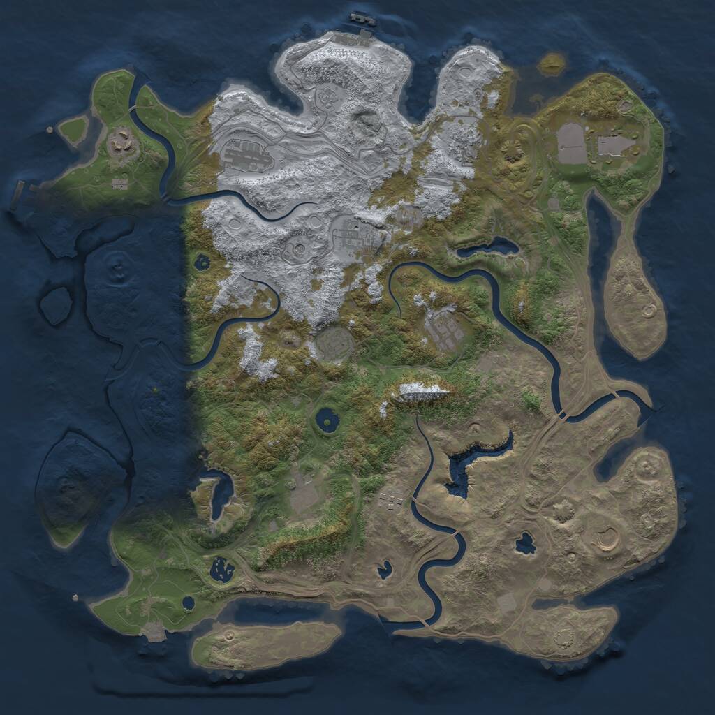 Rust Map: Procedural Map, Size: 4500, Seed: 834520892, 17 Monuments