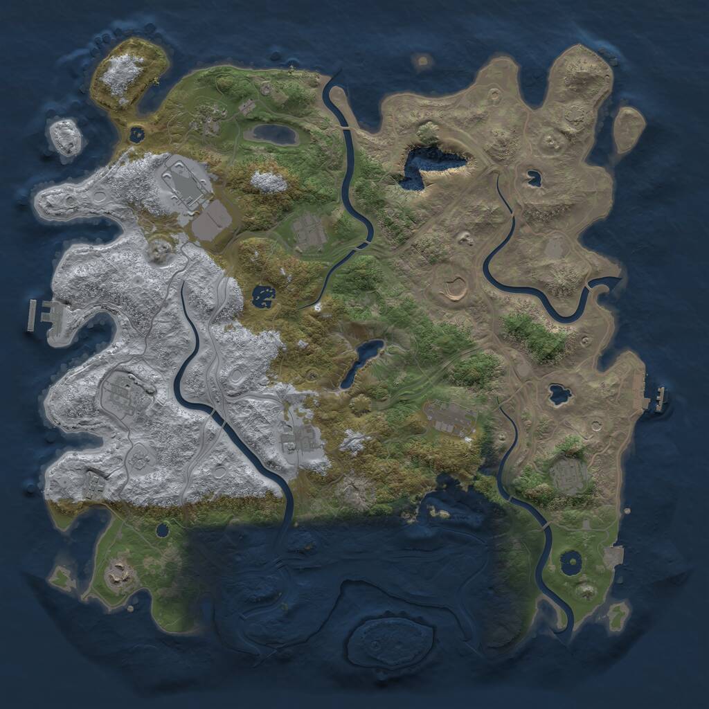Rust Map: Procedural Map, Size: 4500, Seed: 441558775, 17 Monuments