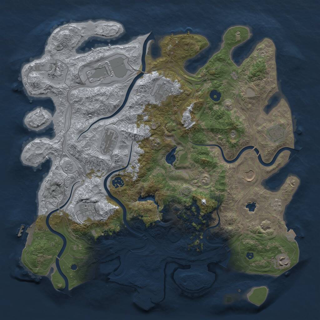 Rust Map: Procedural Map, Size: 4250, Seed: 466653627, 16 Monuments