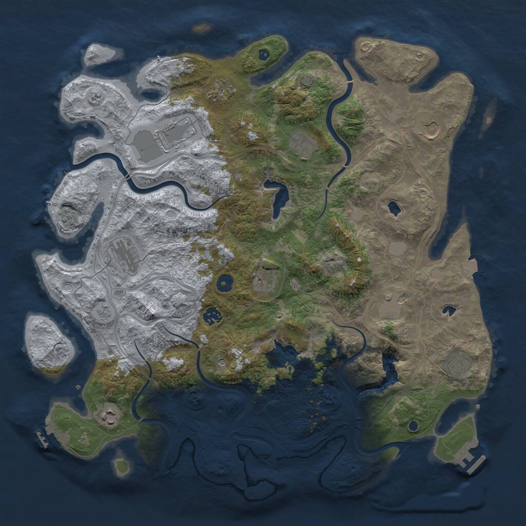 Rust Map: Procedural Map, Size: 4500, Seed: 843695842, 17 Monuments