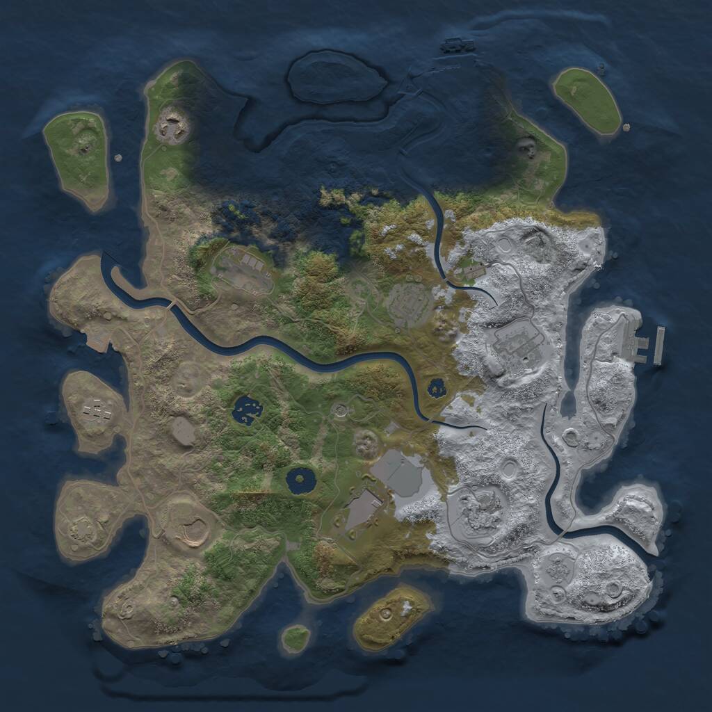 Rust Map: Procedural Map, Size: 3750, Seed: 906971363, 15 Monuments