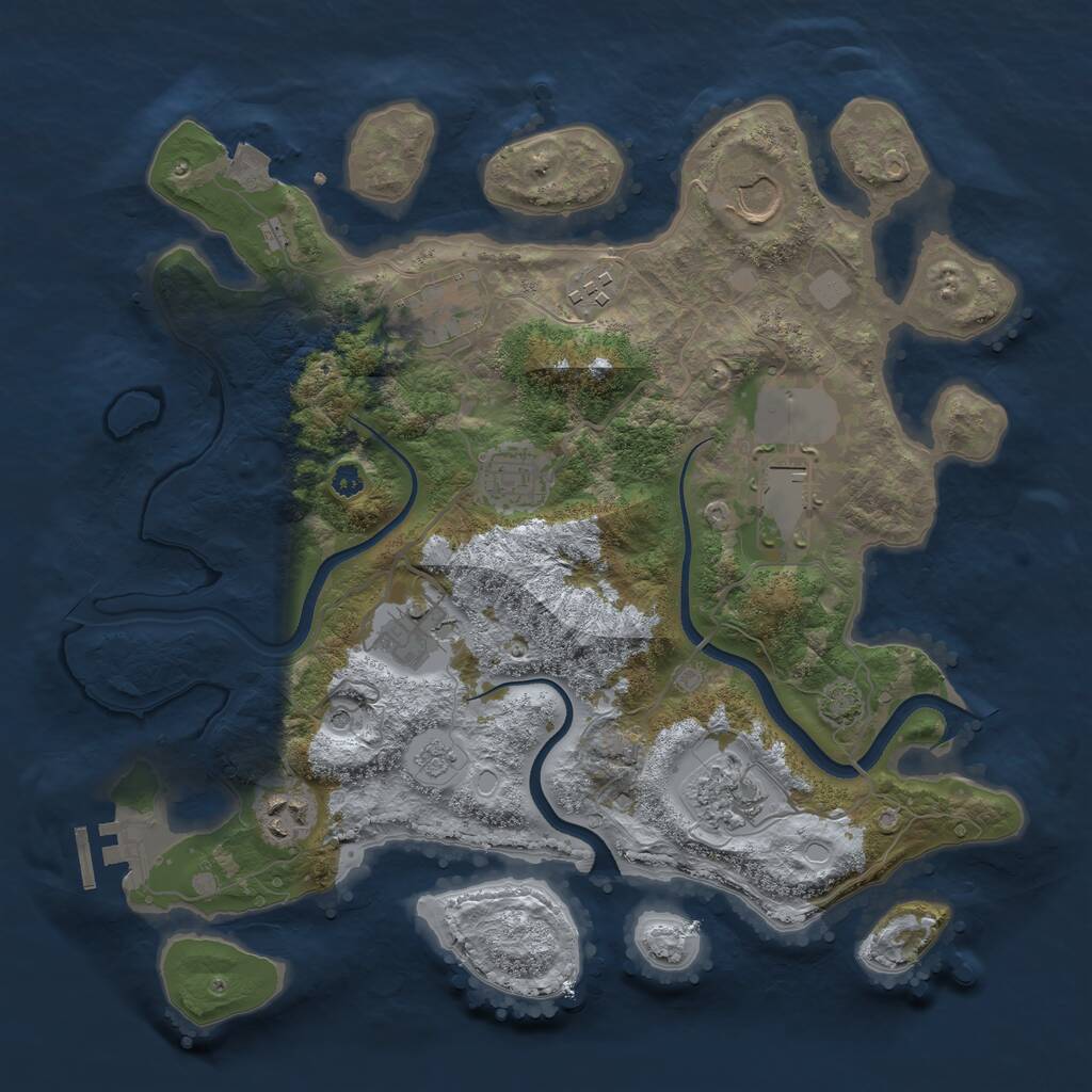 Rust Map: Procedural Map, Size: 3500, Seed: 865596196, 13 Monuments