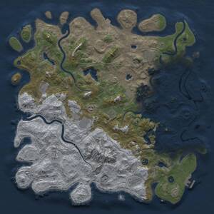 Thumbnail Rust Map: Procedural Map, Size: 5000, Seed: 1848682529, 17 Monuments