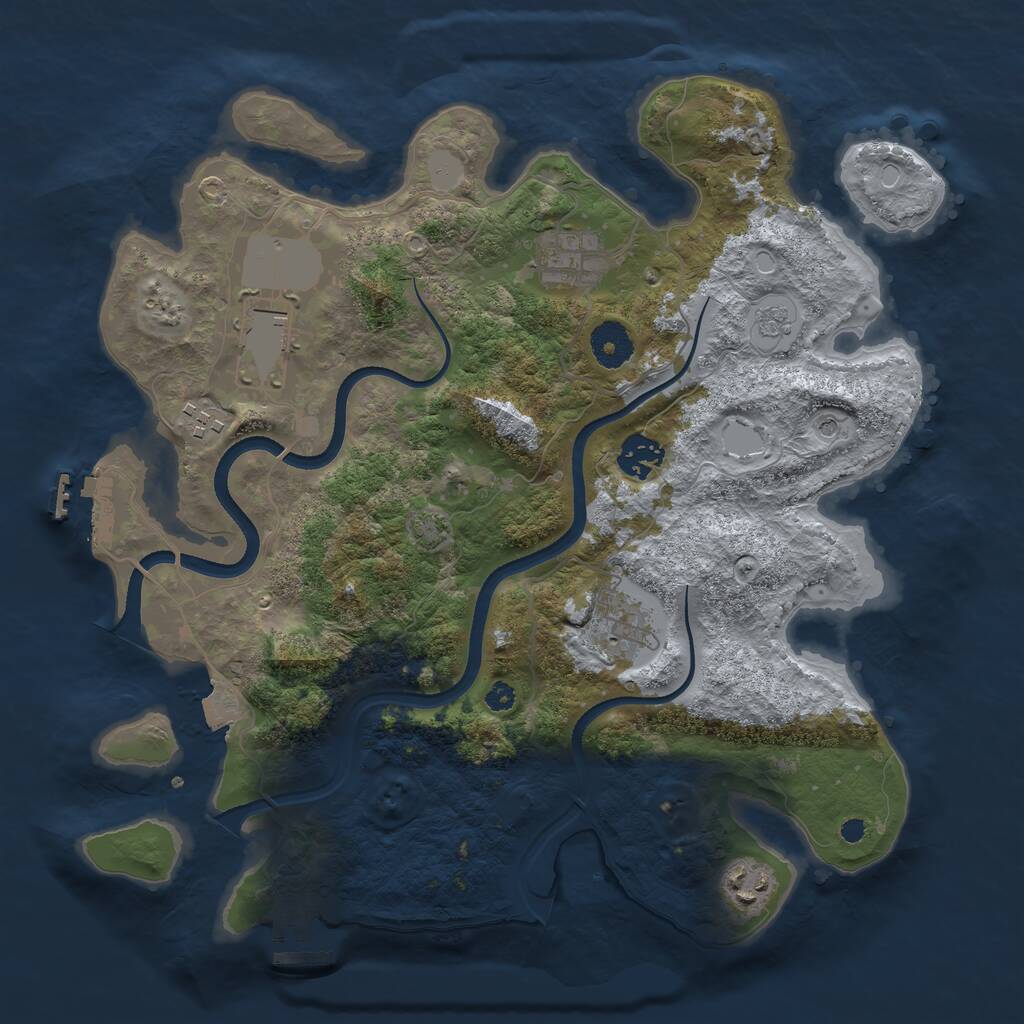 Rust Map: Procedural Map, Size: 3500, Seed: 562310350, 12 Monuments