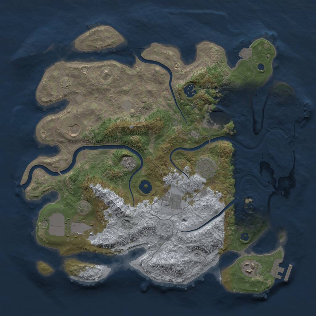 Rust Map: Procedural Map, Size: 3650, Seed: 1242917935, 14 Monuments