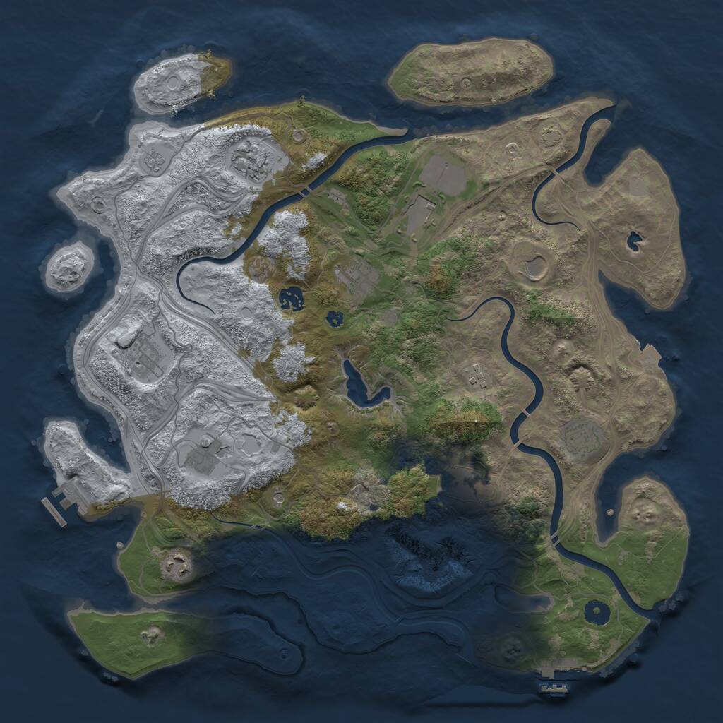 Rust Map: Procedural Map, Size: 4250, Seed: 1441133105, 17 Monuments