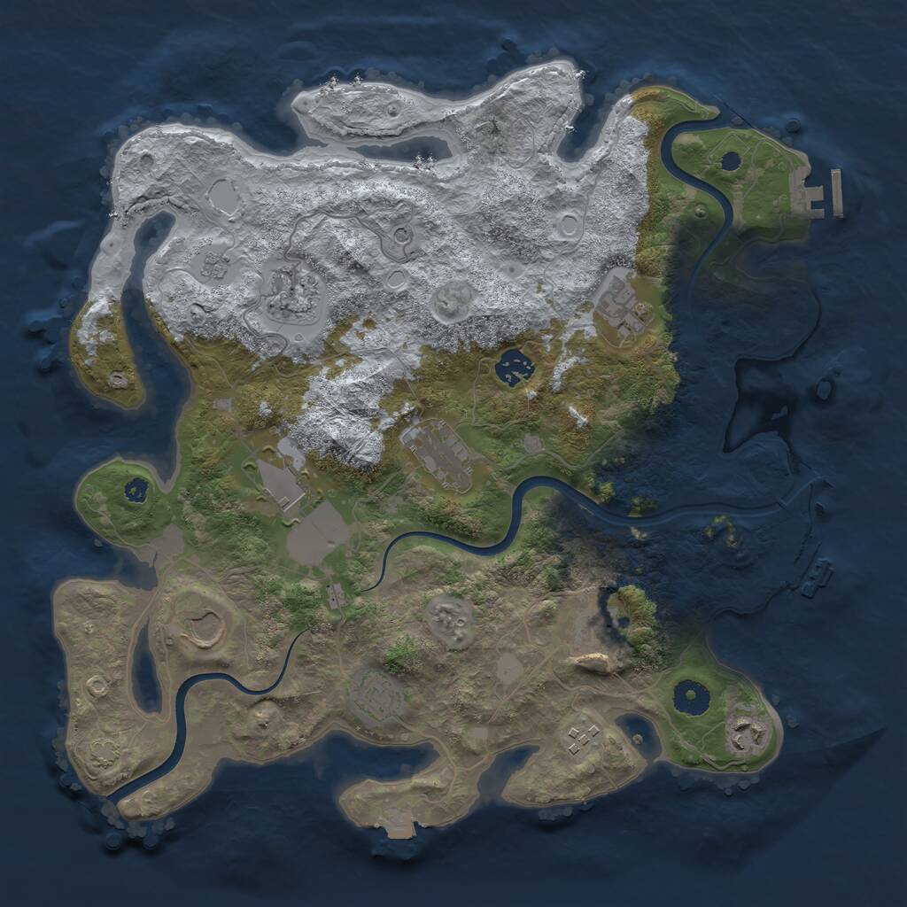Rust Map: Procedural Map, Size: 3774, Seed: 1907030214, 16 Monuments