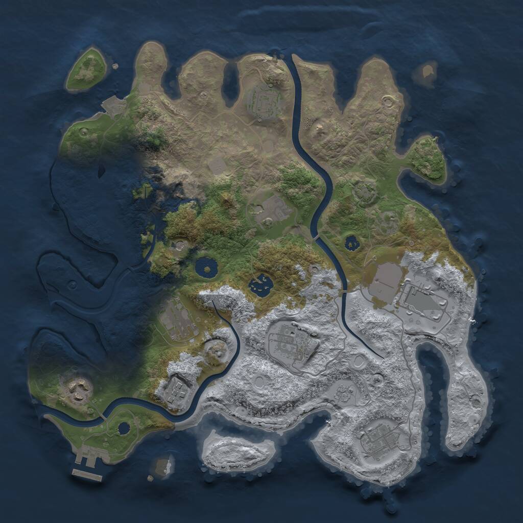 Rust Map: Procedural Map, Size: 3500, Seed: 183231176, 14 Monuments