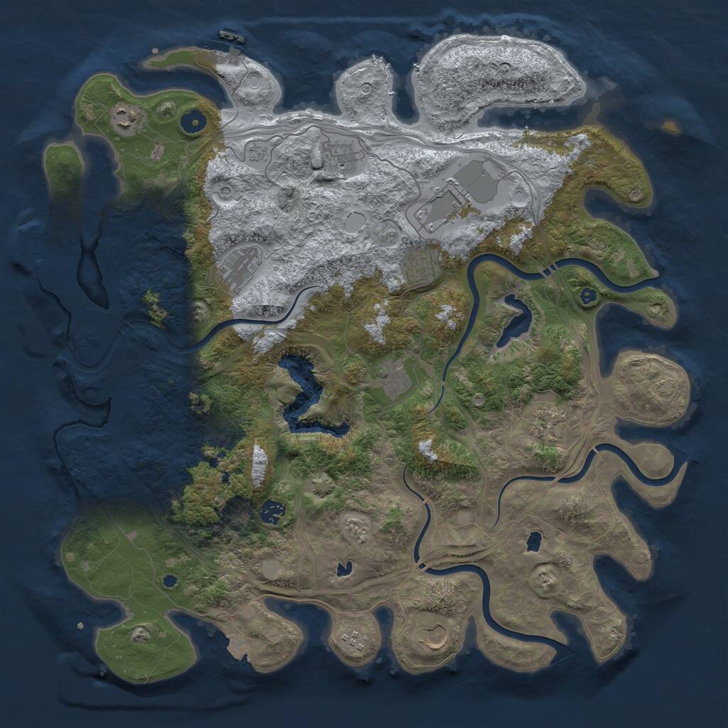 Rust Map: Procedural Map, Size: 4500, Seed: 466810922, 16 Monuments