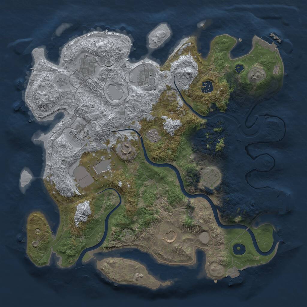 Rust Map: Procedural Map, Size: 3750, Seed: 6991, 15 Monuments
