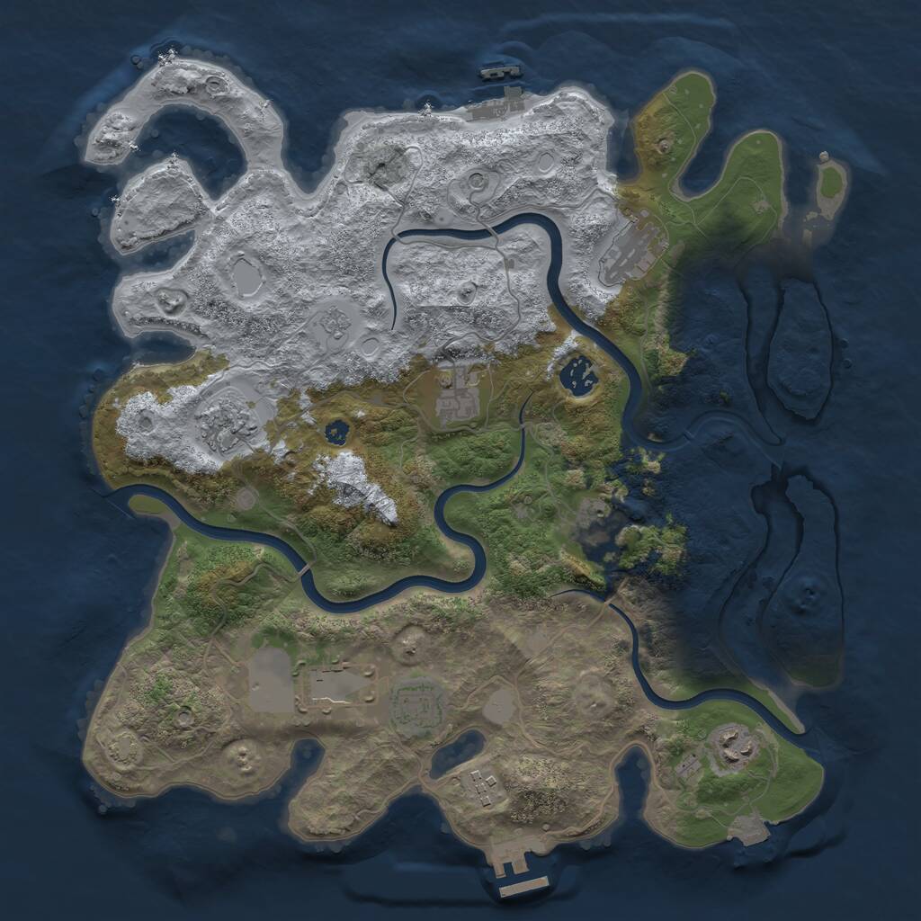 Rust Map: Procedural Map, Size: 3750, Seed: 1850007444, 15 Monuments