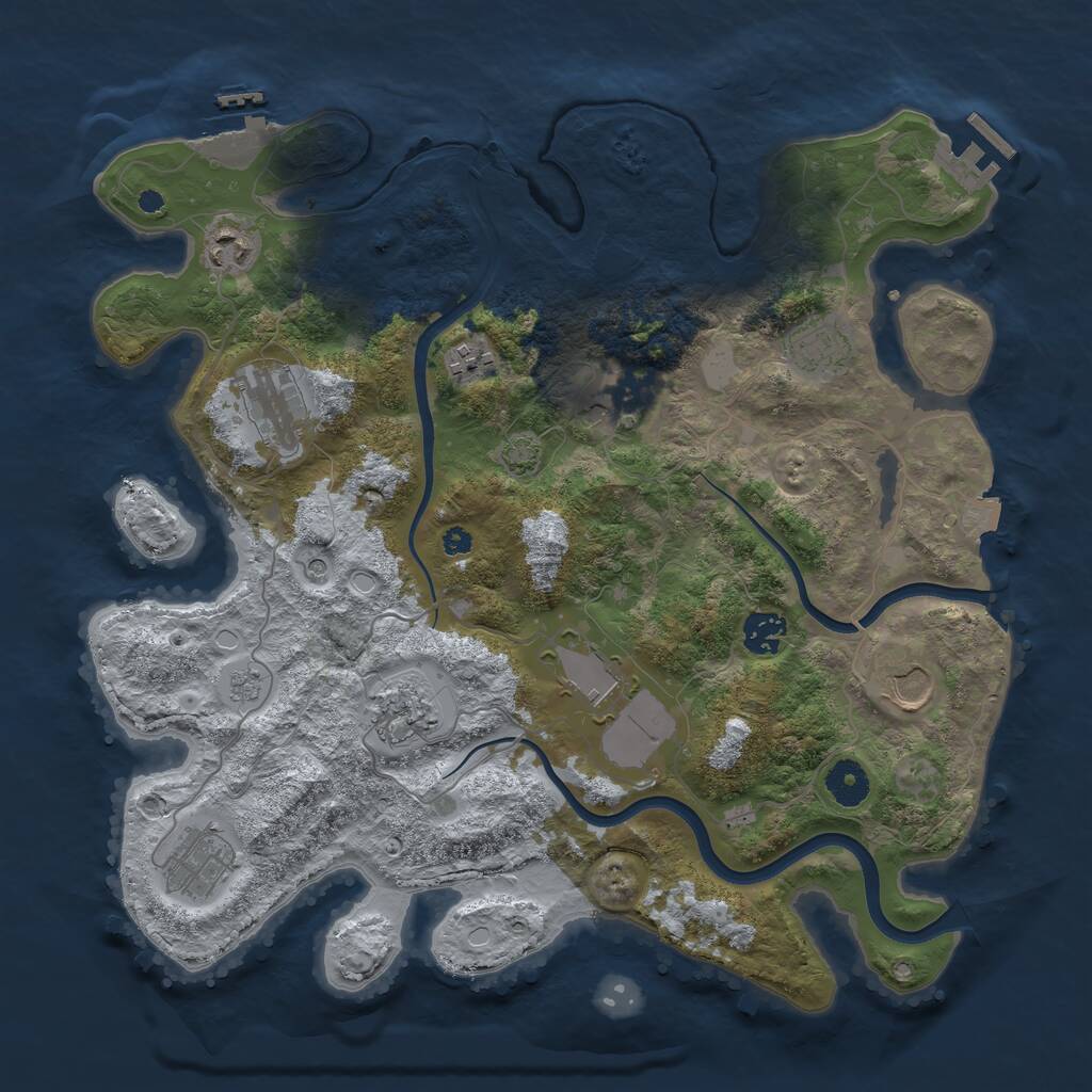 Rust Map: Procedural Map, Size: 3750, Seed: 9512, 16 Monuments